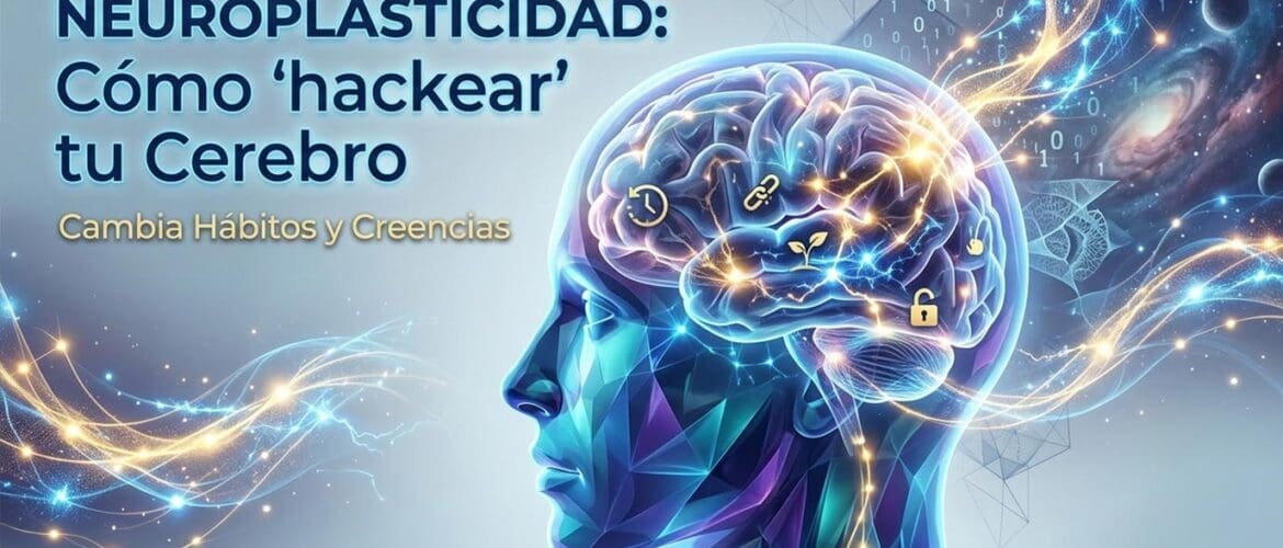 Representación visual de neuronas conectándose y creando nuevas rutas de luz en un cerebro humano.